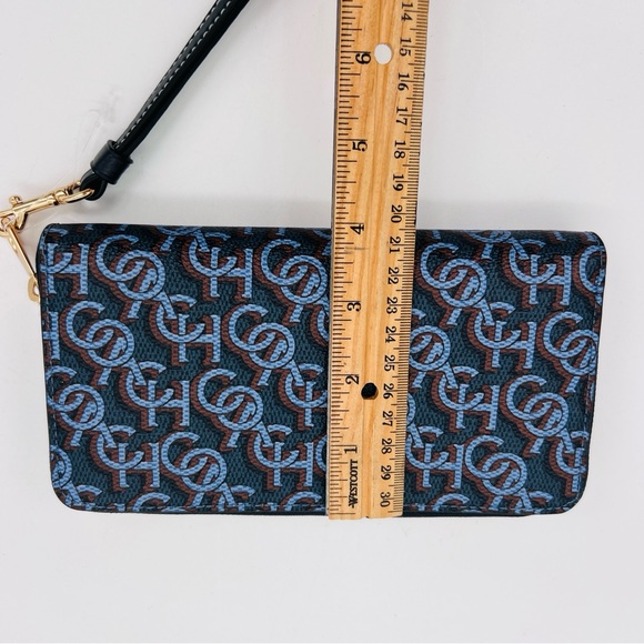 COACH Long Zip Around Monogram Print Wallet Wristlet Blue NWT - Picture 7 of 8